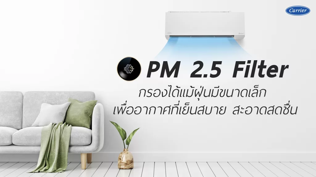 PM 2.5 Filter ในแอร์บ้านแคเรียร์ ช่วยกรองฝุ่นขนาดเล็ก เพื่อความสะอาดที่มากกว่า